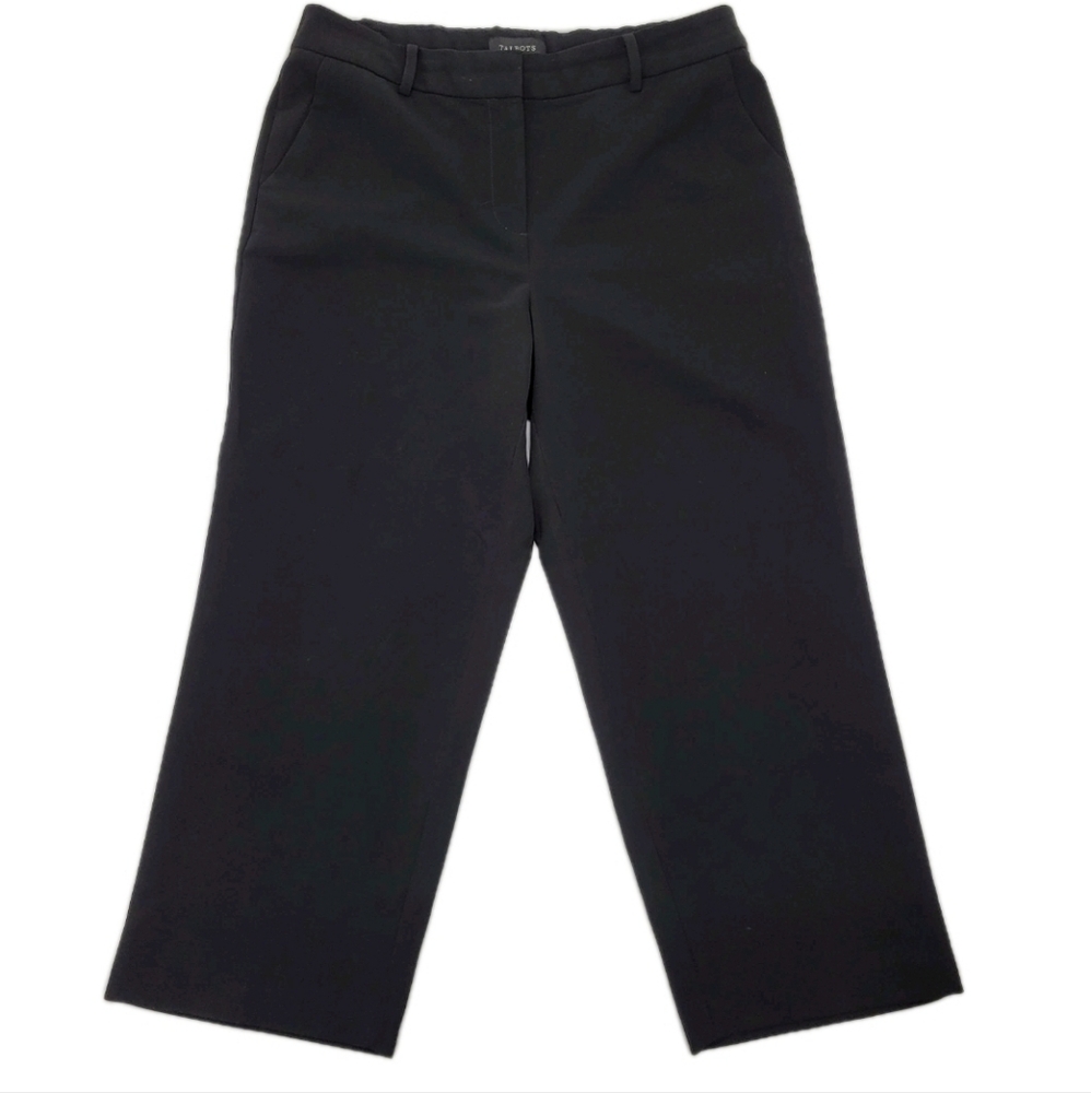 Talbots Pants Black Career Trousers Full Cut Straight Leg Comfort Waist Size 10